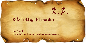 Kürthy Piroska névjegykártya